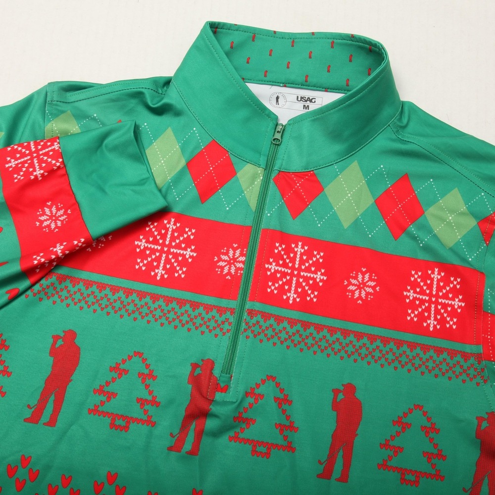 U Suck At Golf Shirt Mens Medium Green Christmas Quarter Zip Ugly Pullover